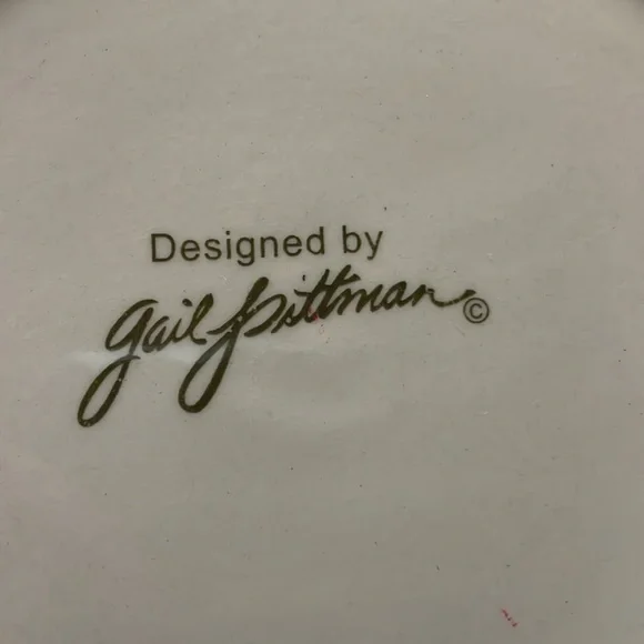 2 Gail Pittman Provence Salad Plates, Green Blue Abstract Swirl - Picture 3 of 3